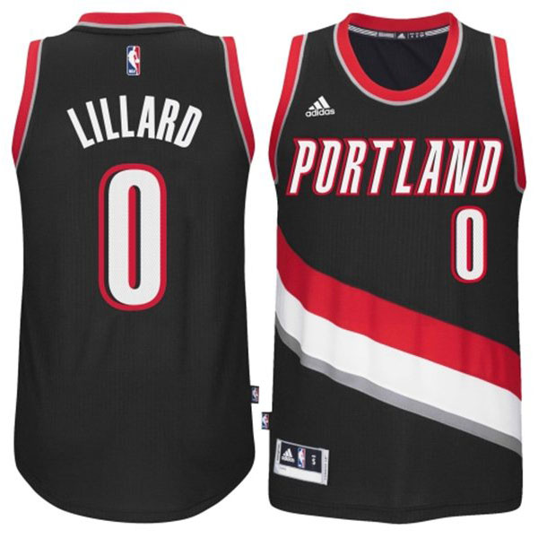 Men's  Trail Blazers #0 Damian Lillard 2015 New Black Jersey